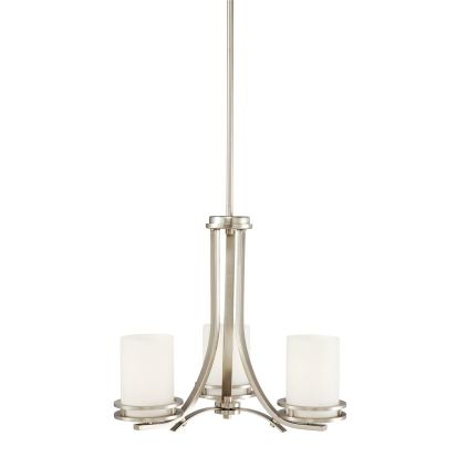 Kichler® 1671NI Hendrik™ 1-Tier Contemporary Small Chandelier, (3) A-19 Incandescent Lamp, 120 VAC, Brushed Nickel Housing